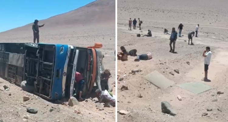 Volcamiento de bus deja a dos fallecidos, cuatro atrapados y cerca de 40 lesionados en Taltal