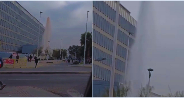 Camión impacta válvula de agua y provoca gigantesca fuga en frontis del Hospital de Antofagasta