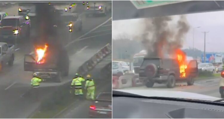 Vehículo se incendia en plena avenida en Concepción