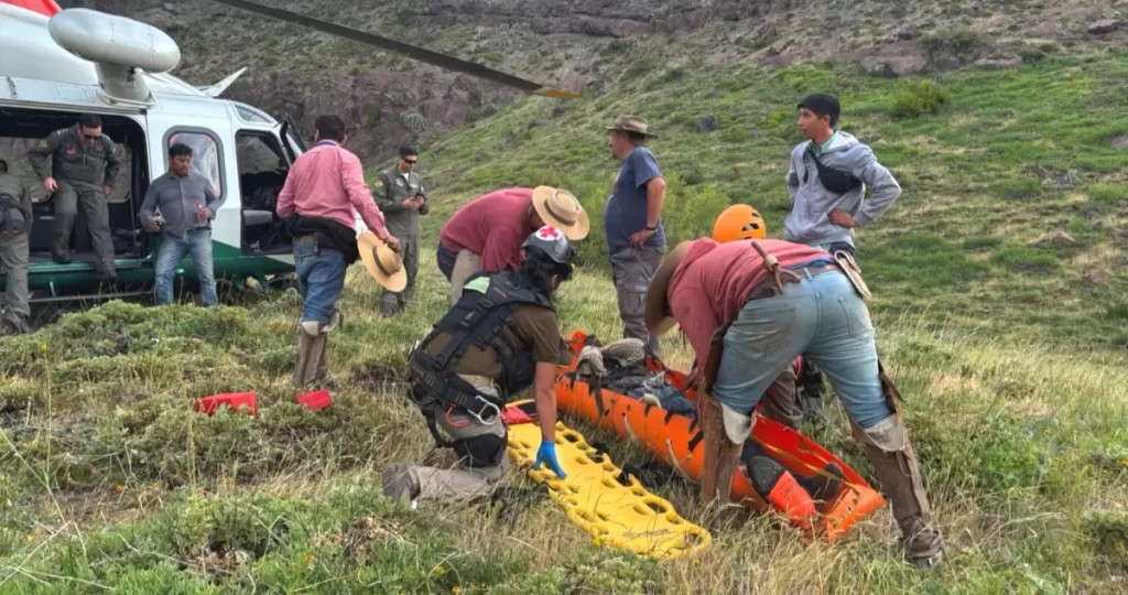 Operativo extremo logra rescatar a arriero que cayó con caballo a quebrada en cordillera de O’Higgins