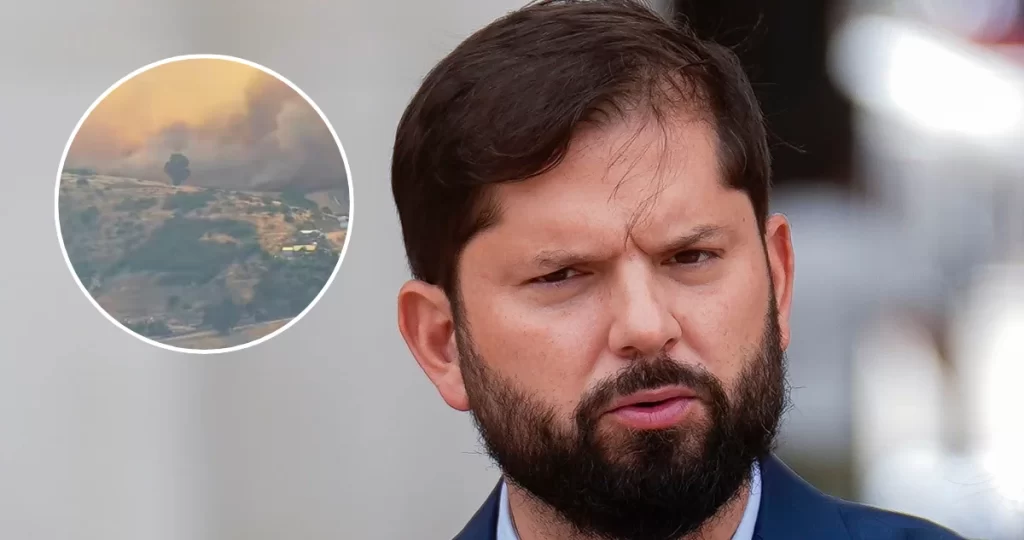 Boric realiza llamado tras grave incendio forestal en San Pedro: "Por favor, colaboremos todos"