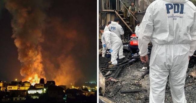 Confirman cuatro fallecidos tras incendio que destruyó dos viviendas en Valparaíso
