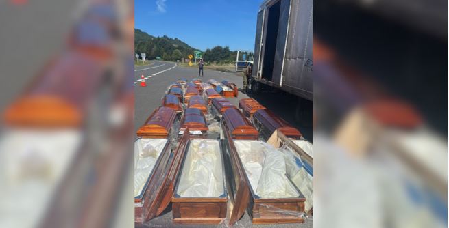 Encuentran ataúdes con marihuana tras fiscalización a camión en la Carretera Austral