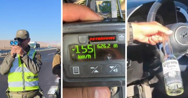 Detienen a sujeto por ir a 155 km/h y en estado de ebriedad en la Ruta 5 Norte: el máximo era 80 km/h