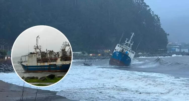 Barco pesquero vara en Corral: Policía Marítima logró evacuar a los tripulantes de la nave