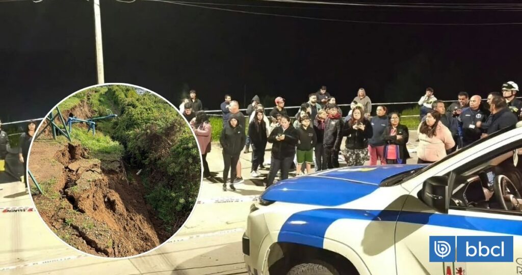 Evacuan a 13 familias por socavón en Villa El Mirador de Arauco: hubo nueva fractura de pavimento