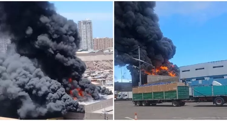 Gran incendio se registra en galpón al interior de  Zona Franca en Iquique (ZOFRI)
