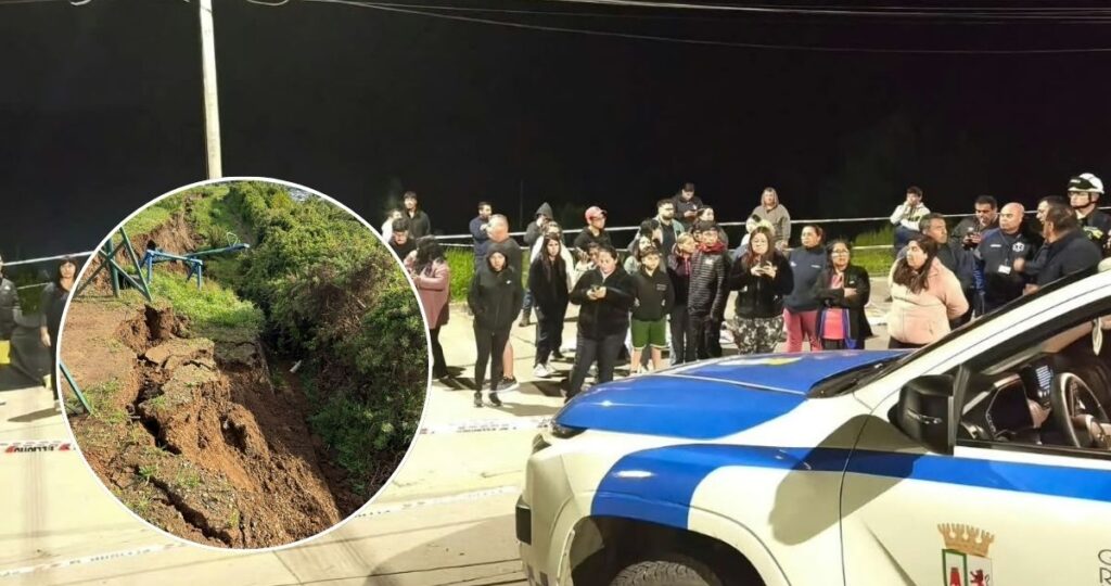 Evacuan a 13 familias por socavón en Villa El Mirador de Arauco: hubo nueva fractura de pavimento